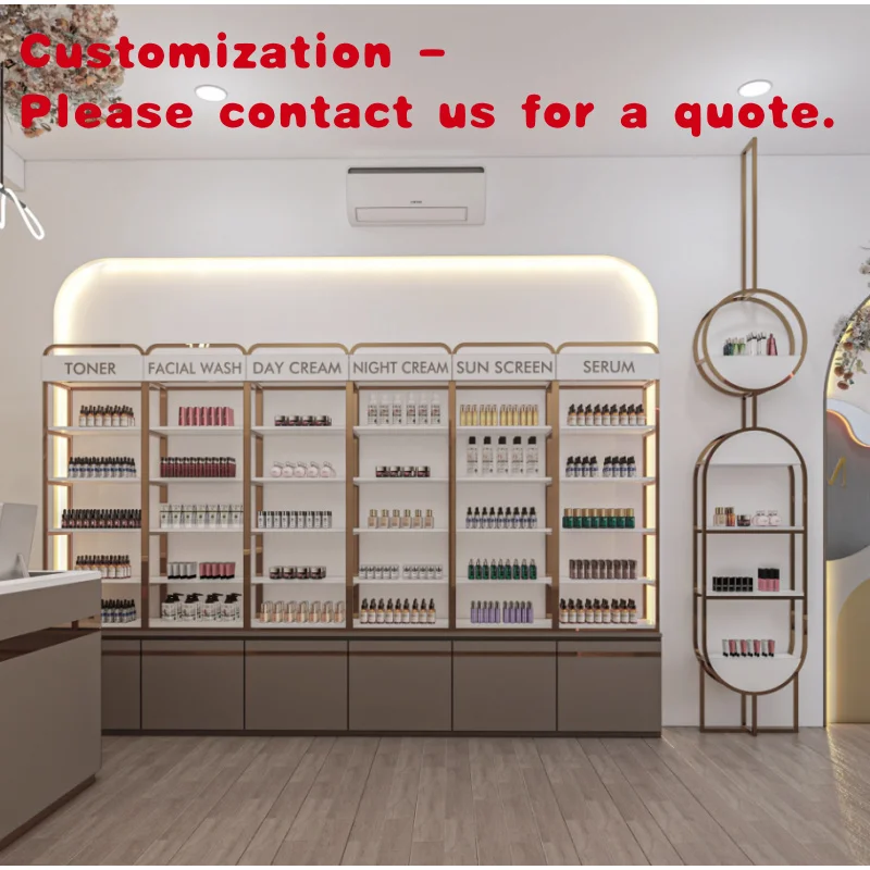 

custom.Luxury Elegant HighEnd Skincare Style Display Cabinet Factory One-Stop Interior Design Wood Showcase Premium Cosmetic