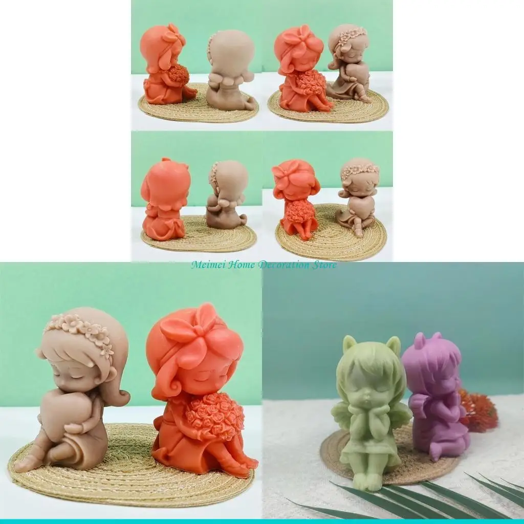 

H7BF 2 шт. желающая девочка силиконовые формы инструмент для выпечки льда формы для мыла маленькие девочки формы для свечей для