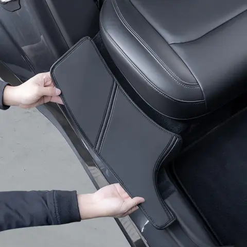 Tesla Model Y 뒷문 씰 안티 킥 패드, 뒷문 스웨이드 보호 패드, 짓밟기 방지 보호 패드, 2피스 세트