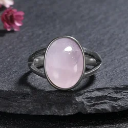 S925 Silver Rings Big 10*14mm Oval Natural Moonstone Tiger Eye Rings for Men Women Wedding Engagement Ring Jewelry