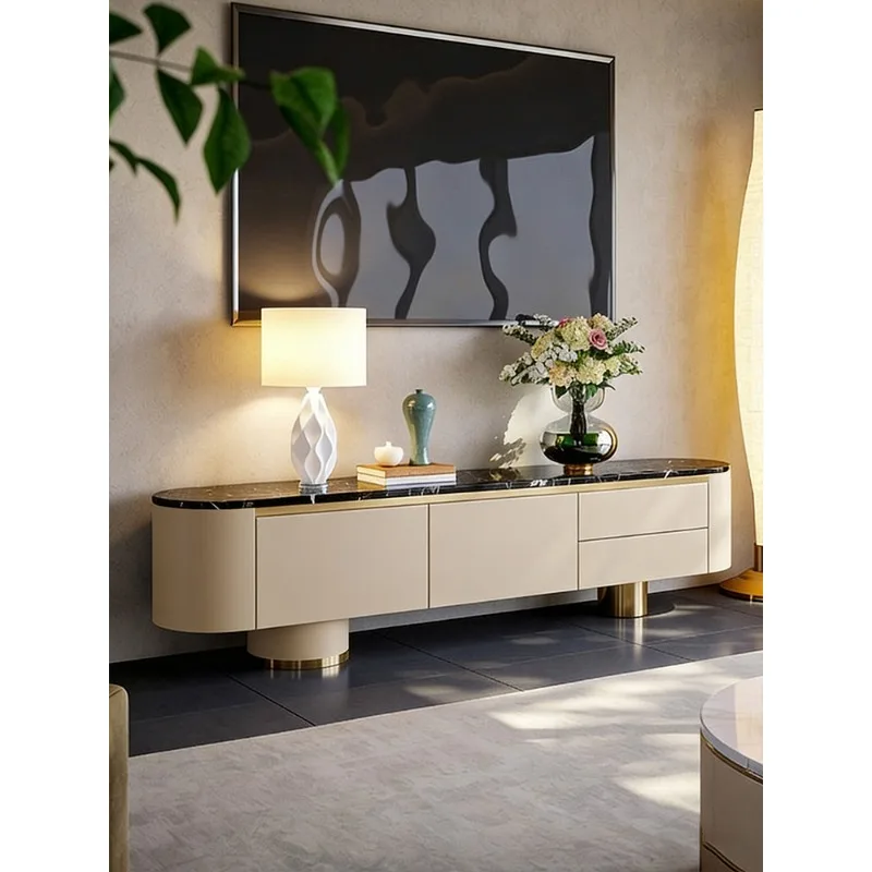 Natural luxury stone TV cabinet, living room home light luxury high-end marble, modern simplicity and advanced sense custom floo