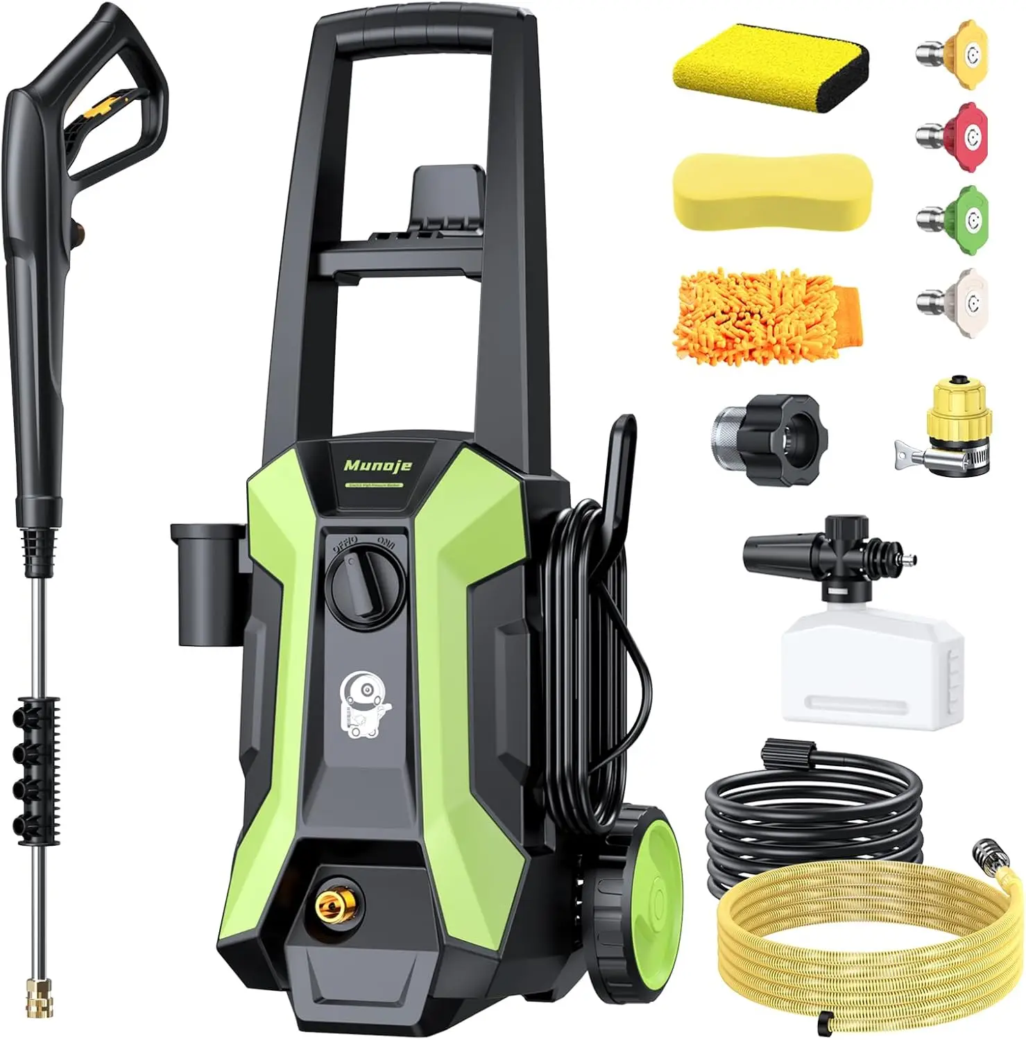 Washer, 2600PSI Max 2.0 GPM Power Washer with 4 Nozzles, Foam Cannon & Spray Gun, IPX5 High Pressure Washer wi