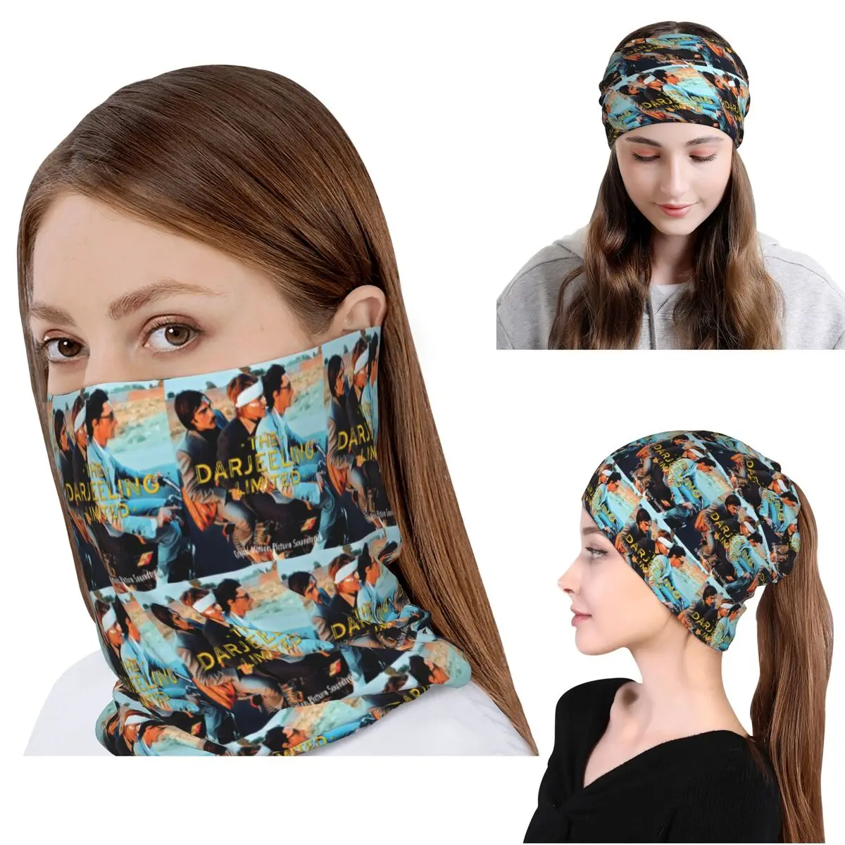 Wes Anderson THE DARJEELING LIMITED Album Cover Bandana Neck Cover Mask Scarf Face Mask Beanies Hat for Men Women Adult Winter