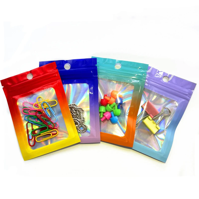 Laser Clear Pouch Self-Sealing Plastic Bag Package For Small Business Jewelry Display Gift Packaging Storage Supplies Wholesale