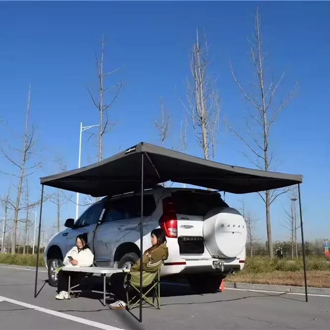 التخييم في الهواء الطلق 600D أكسفورد مقاوم للماء ممتد 360 درجة المظلة سقف السيارة الجانب العلوي المأوى #1