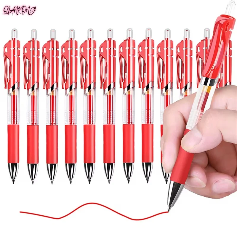 

QIANKONG 5Pcs Retractable Gel Pens Set red Ink Colored Gel Pen 0.5mm Replaceable Refills school Supplies Stationery & Office