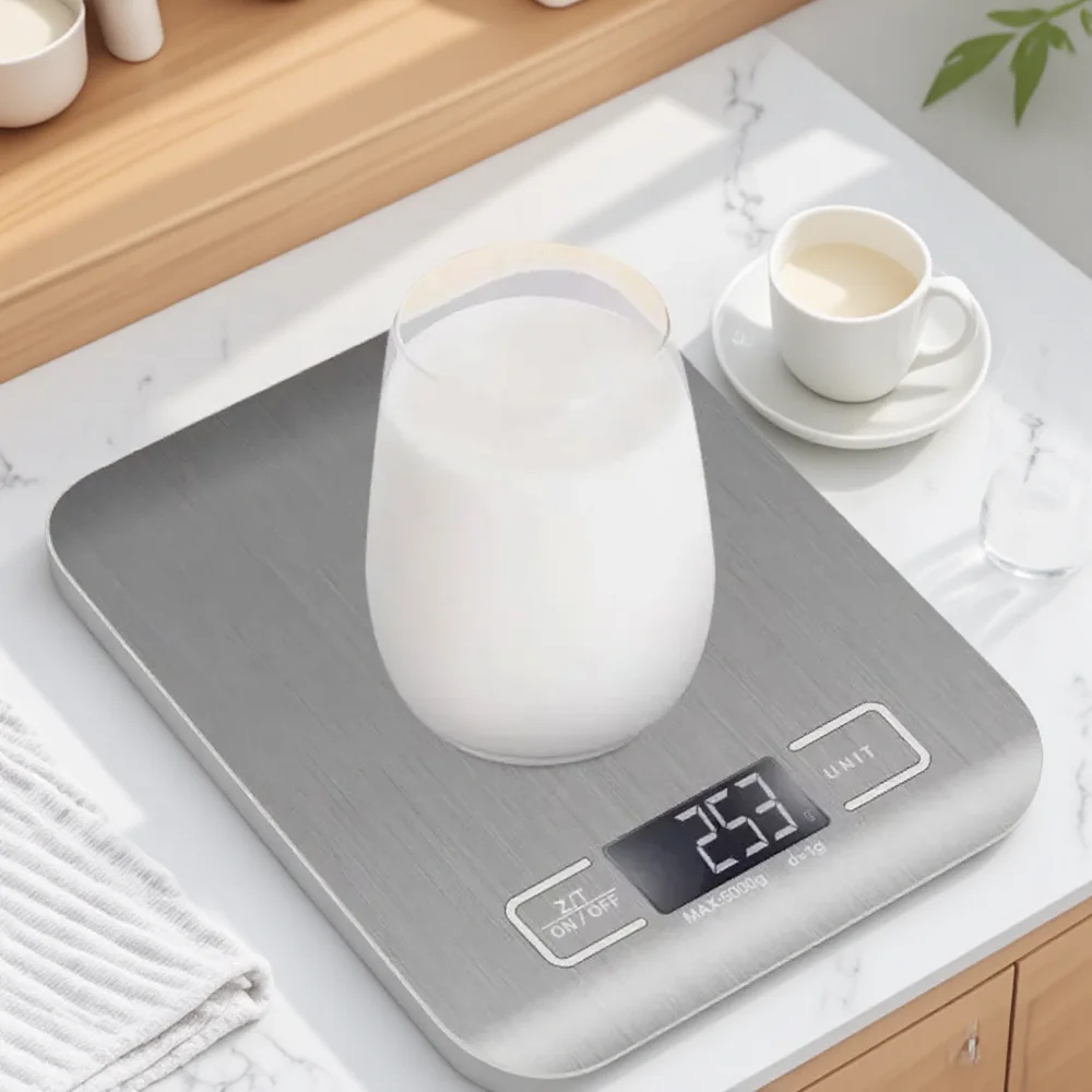 

Digital Kitchen Scale 1g Precision LCD Display Electronic Stainless Steel Food Weighing Scale for Cooking and Baking