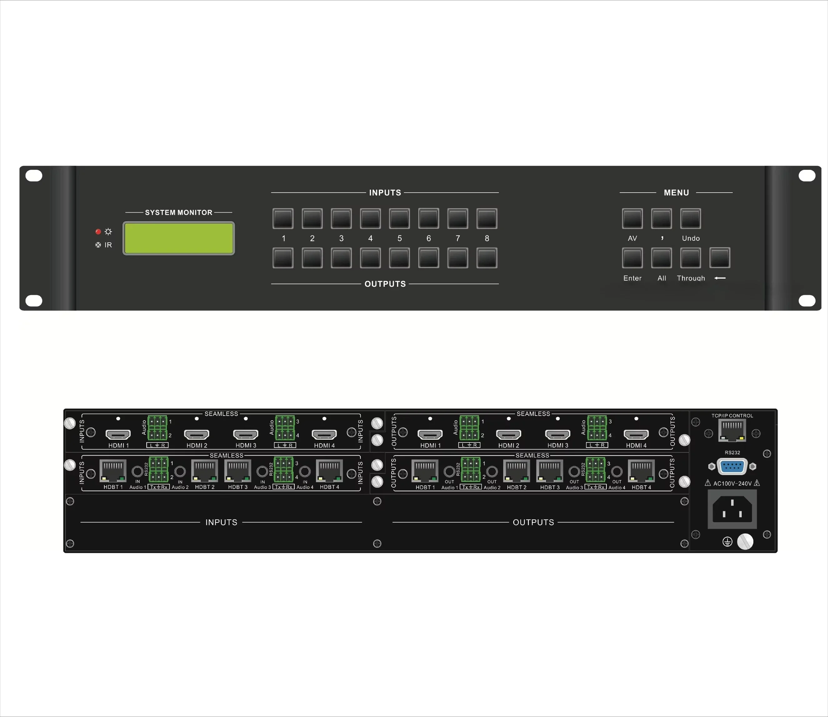 8-Channel high definition hybrid matrix for high-resolution video conferencing system matrix