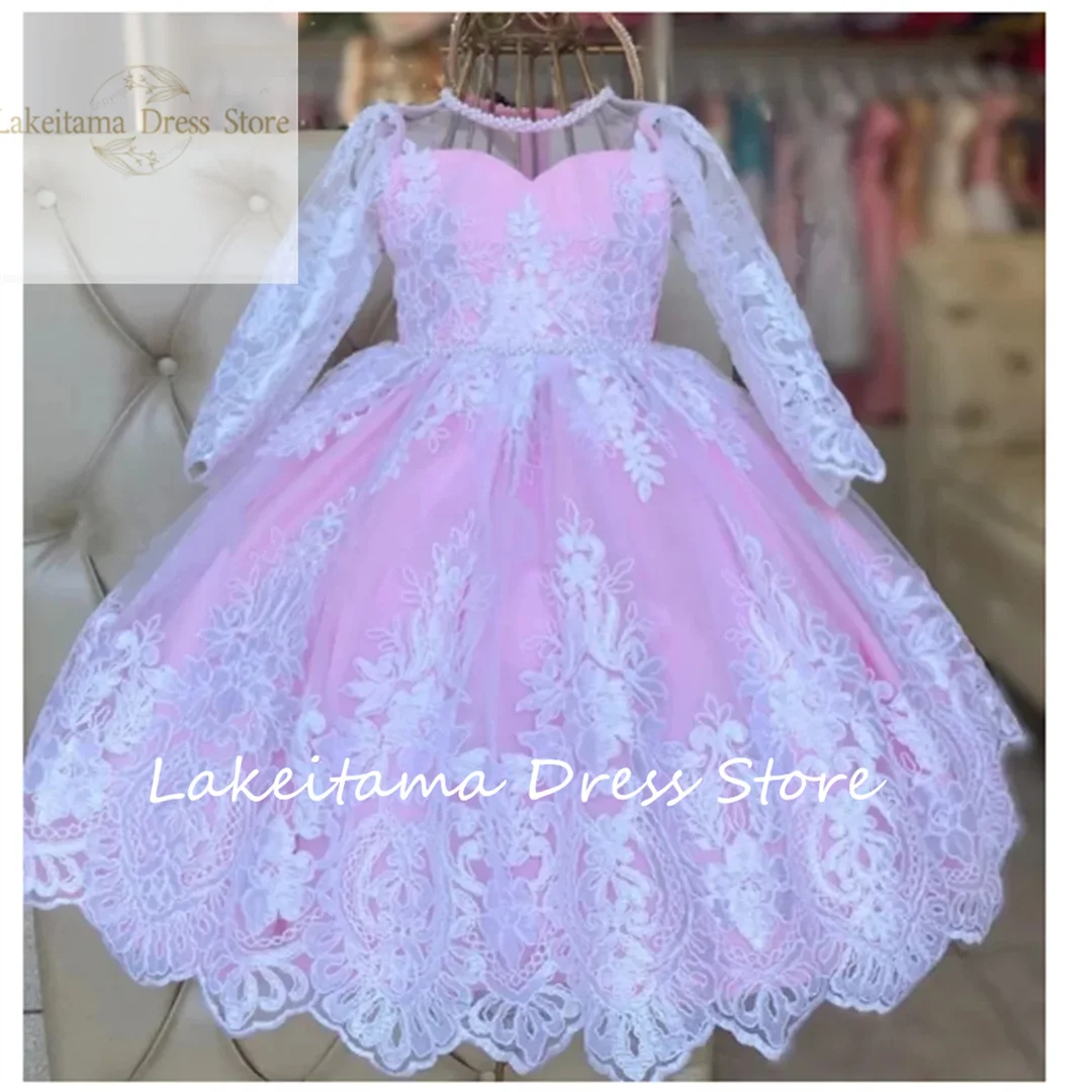 Flower Girl Dresses Lace Tulle Princess For wedding Puffy Floral Kid Birthday Party Beauty Pageant comunione Ball Gowns