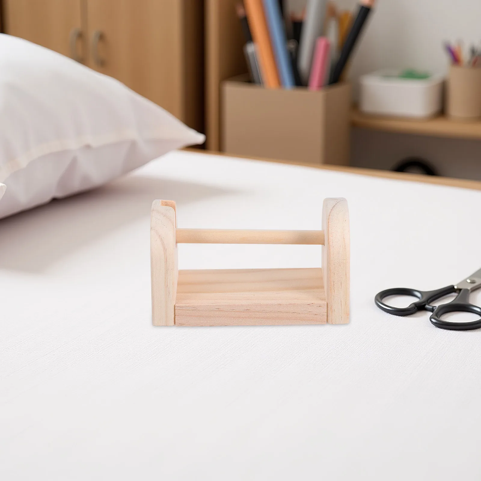 موزع شريط لاصق خشبي، حامل حرفي متعدد الأدوار، منظم مكتب ثابت لحامل شريط سطح المكتب في الفصل الدراسي