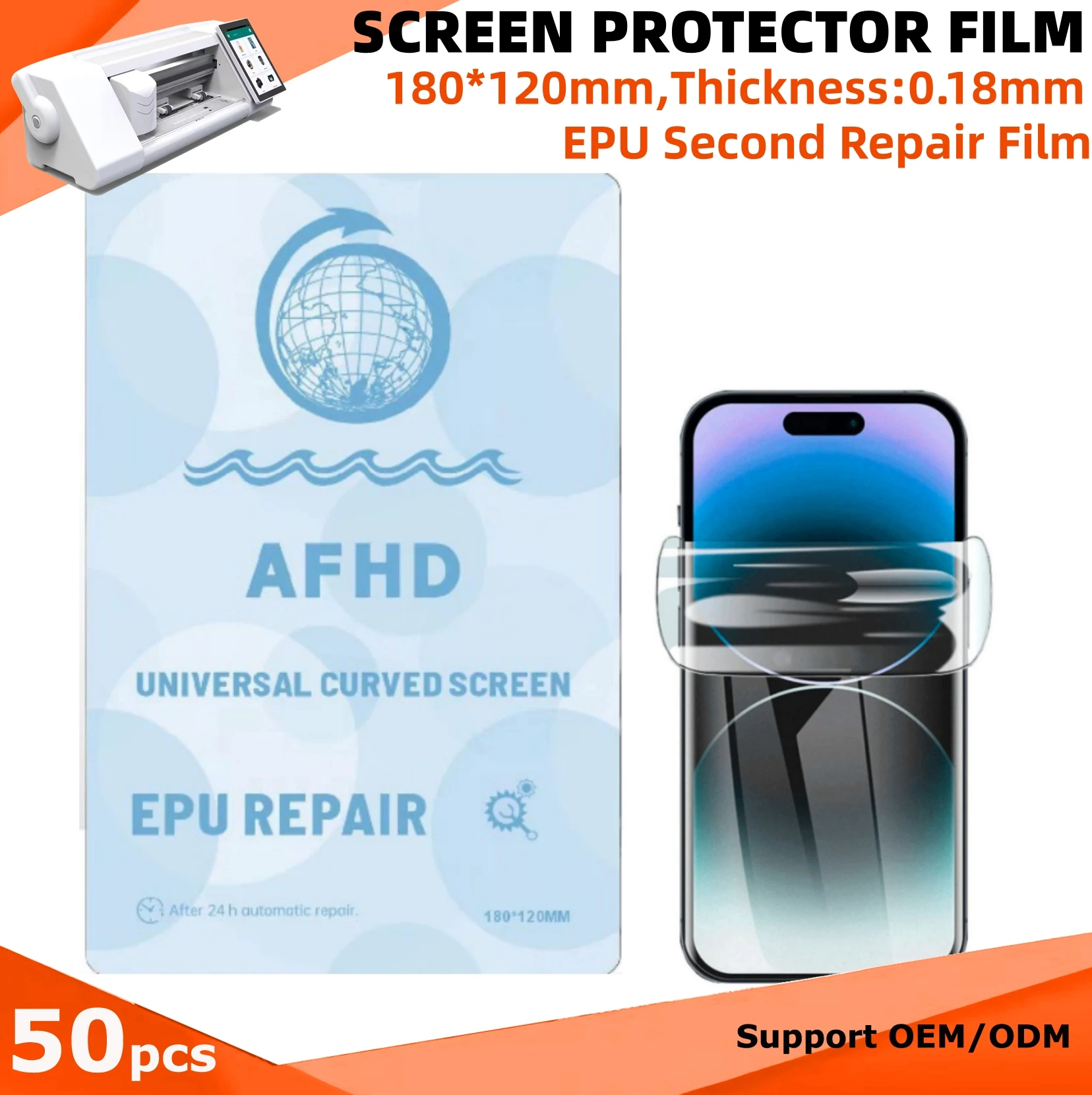 FilmExpert AF Plating Anti-fingerprint EPU Self Repair Hydrogel Films HD Clear Flexible Screen Protectors for Cutting Machine