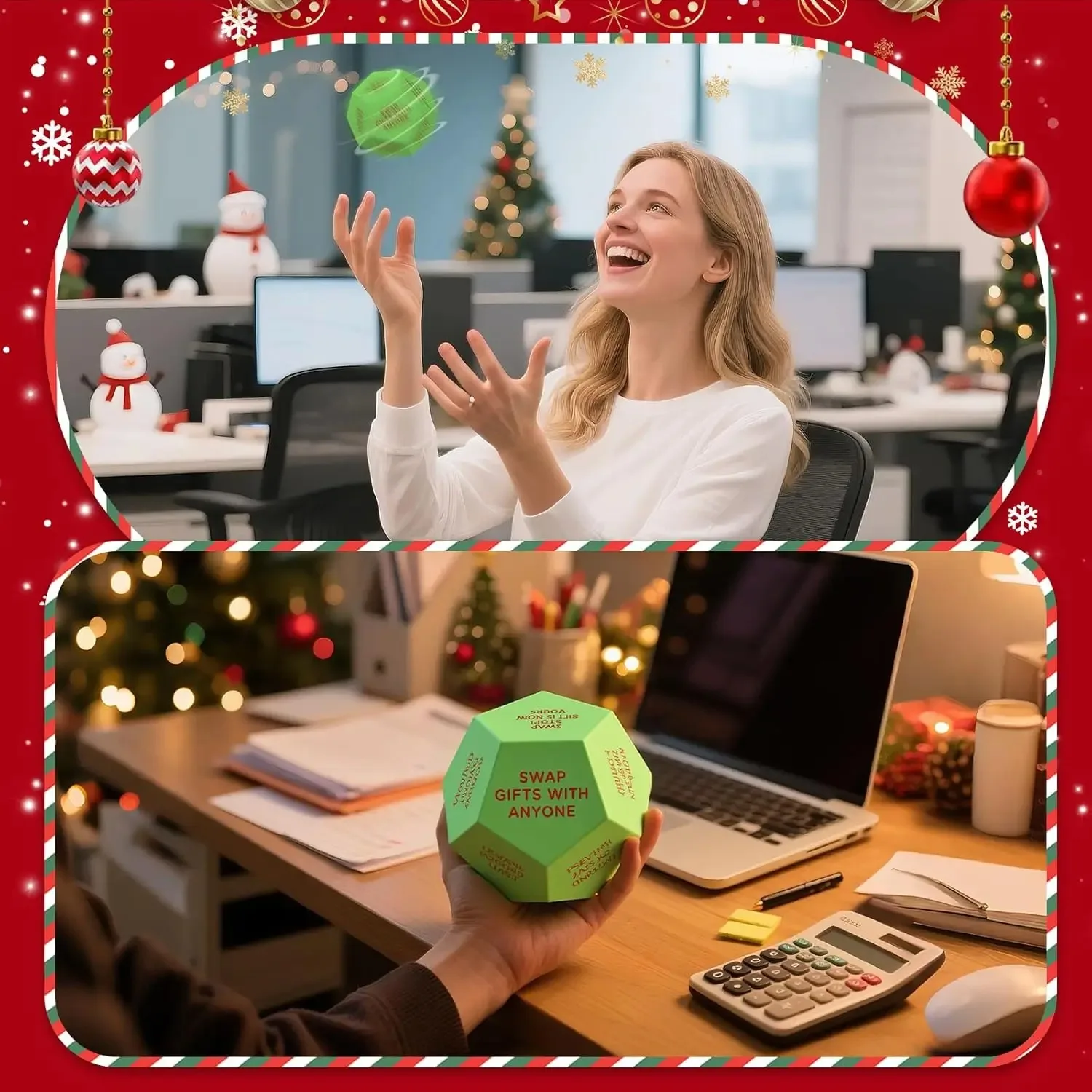 Xmas Gift Exchange Dice | 3x3in Party Game | Stocking Filler for All | Fun Birthday & Christmas Present