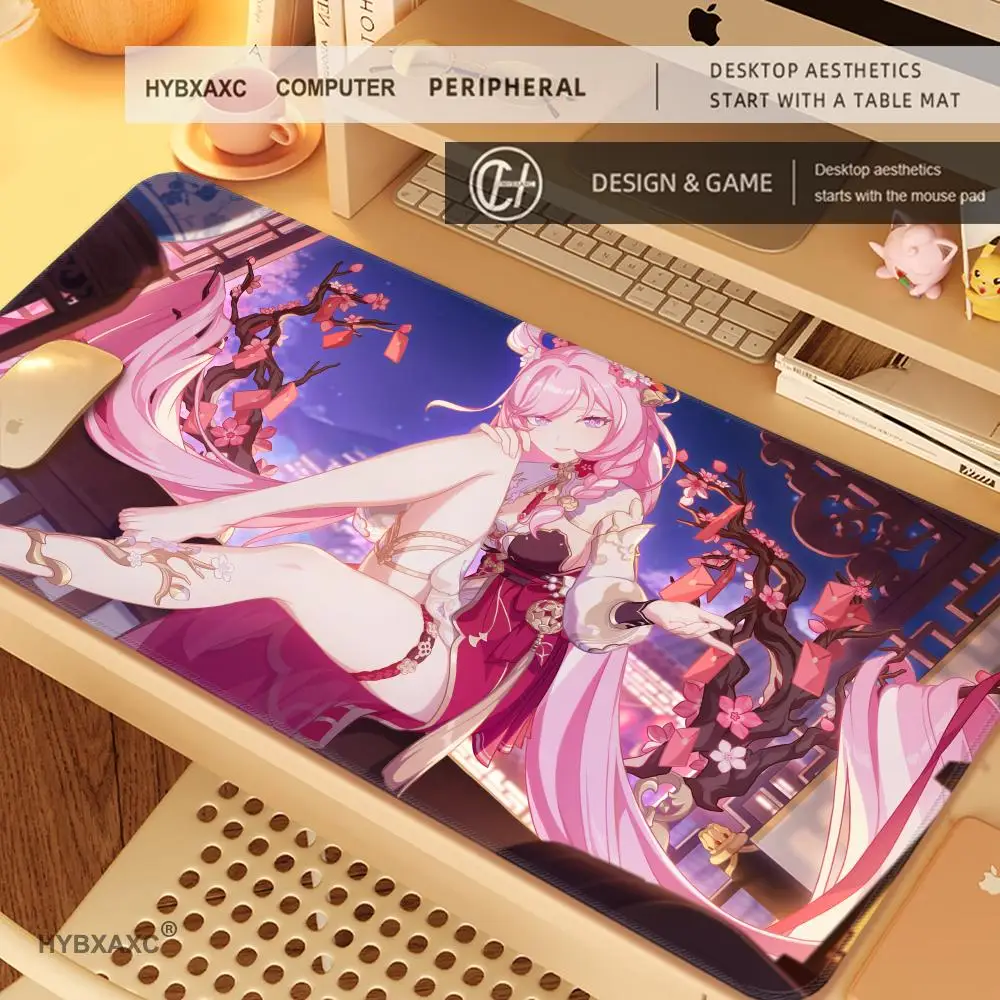 HYBXAXC Game Honkai Impact 3 Elysia Mouse Pad Non-slip Rubber Gamer Balance Computer Mat Decoracion Deskmat Laptop Office Large