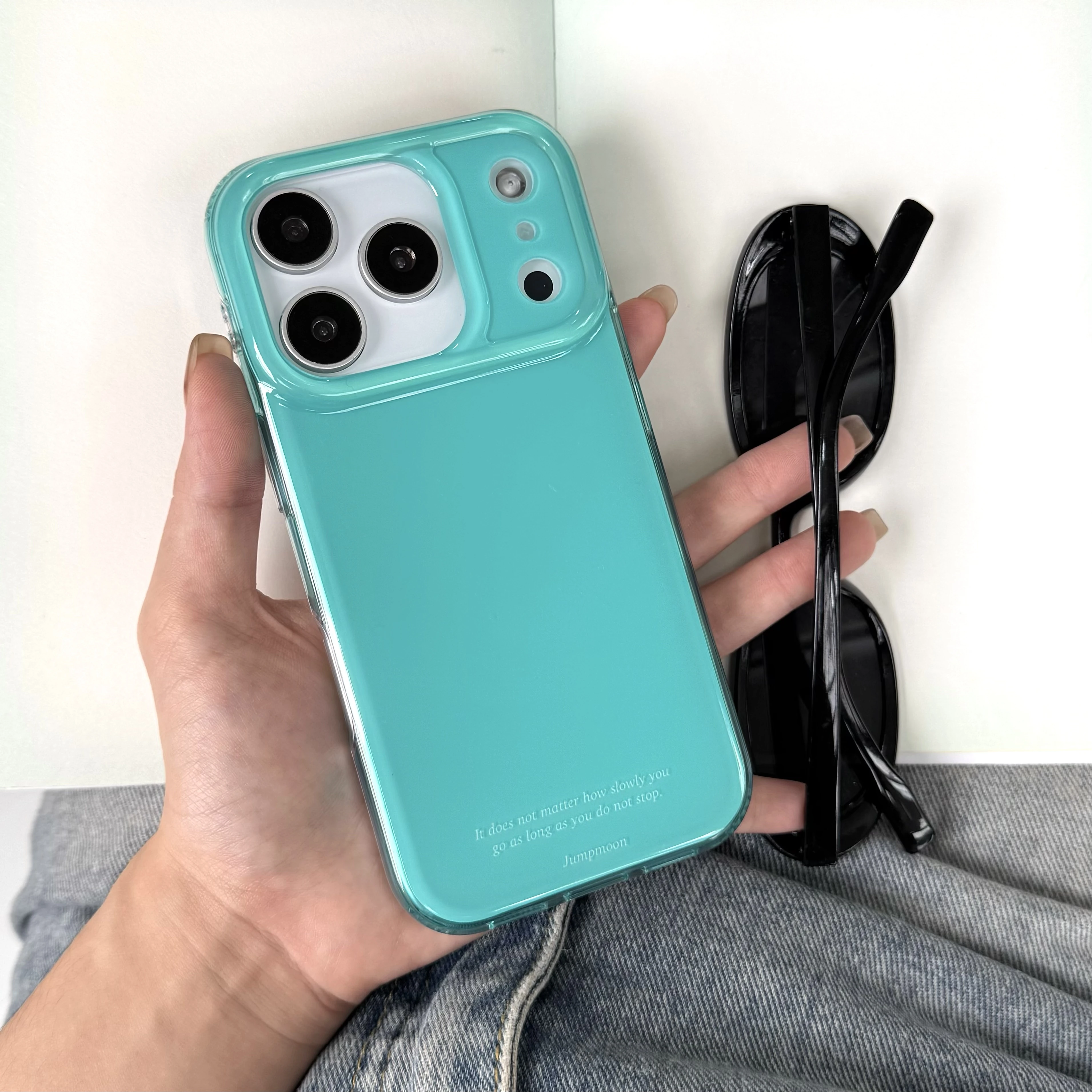 Ins – coque de téléphone minimaliste bleu massif, fond arrière pour iPhone 17 16 15 14 13 Pro Max