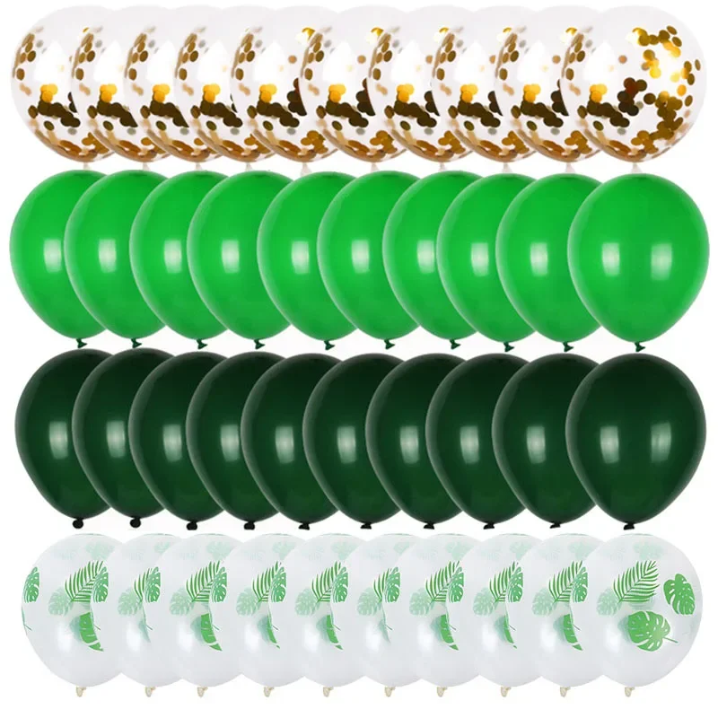 40pcs Green Chrome Metallic Confetti Balloons - Jungle Safari Animal Birthday Party Decoration Wedding Balloon Garland