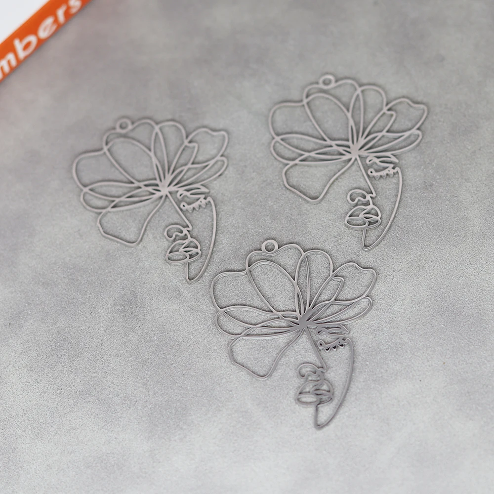 Stal nierdzewna Lady Face Vintage Flower DIY kolczyki z frędzlami personalizuj zawieszki Charms do tworzenia biżuterii naszyjnik kobiety Craft — zdjęcie 4