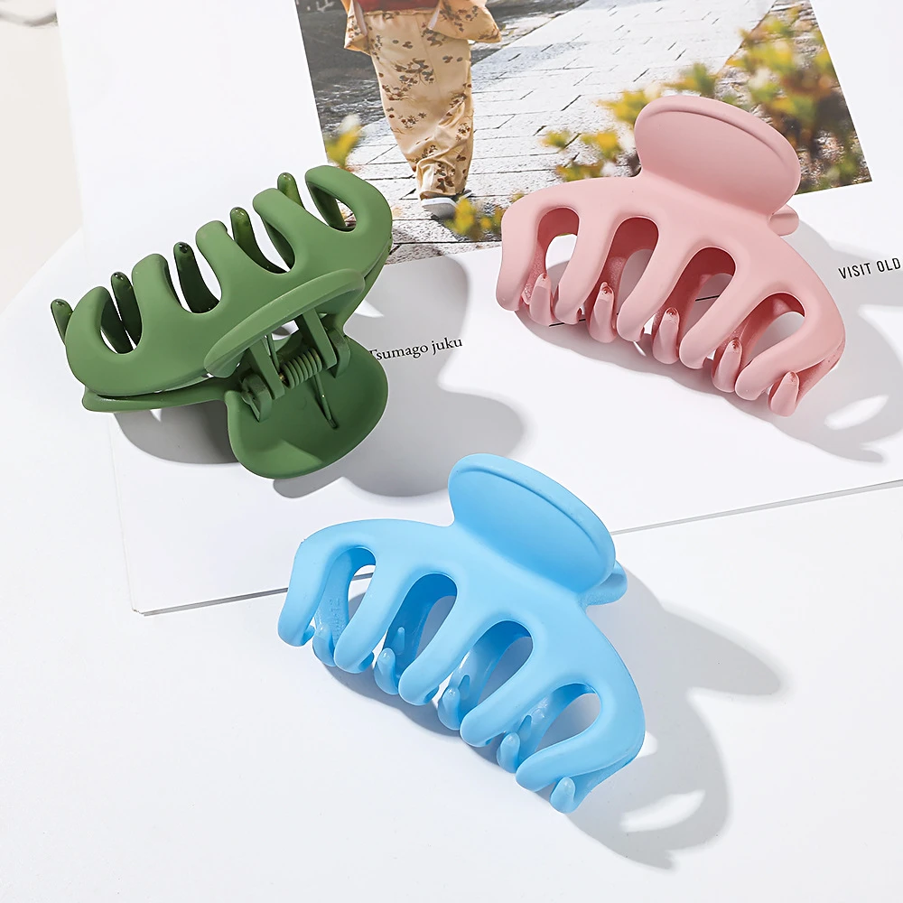 Frosted Small Hair Claw Women Acrylic Hair Claw Solid Color Hair Clamp Claw Clip Crab Hairpin Fashion Headwear Ponytail Holder