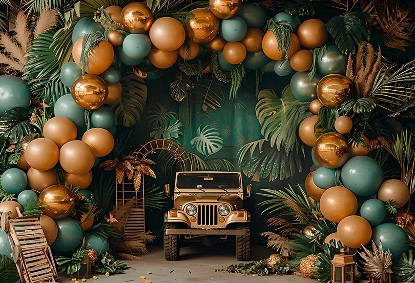 Mehofond الغابة سفاري بالون خلفية الوليد بيبي بوي حفلة عيد ميلاد التصوير خلفية الحيوان الأسد ديكور استوديو الصور