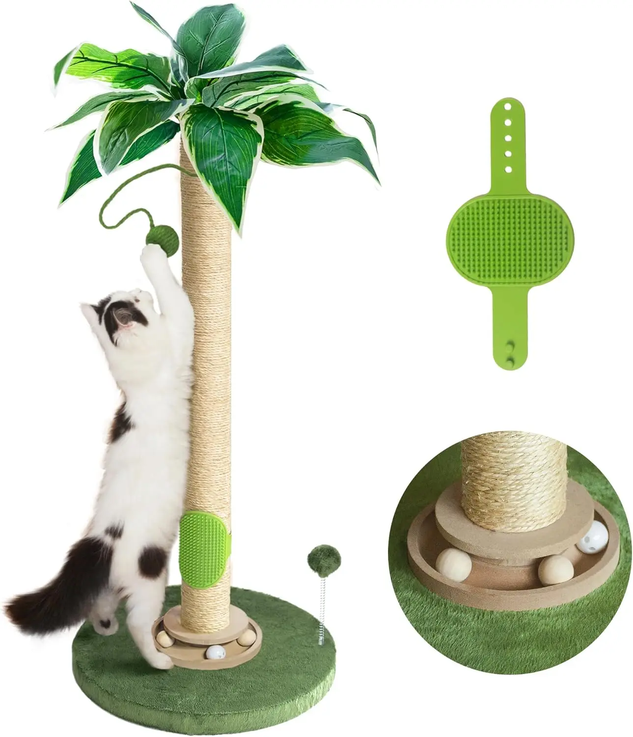 

Cat Scratching Post 33'' Cat Scratcher Tall Scratching Posts for Indoor Cats with Cat Toy and Interactive Ball Self Groo
