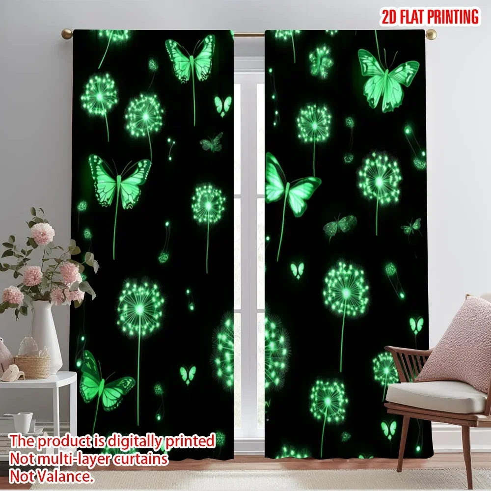 

2pcs,2D plane printing Pattern Curtains Neon Dreams Versatile 100% Polyester (without rod) Outdoor Decorations Perfect for