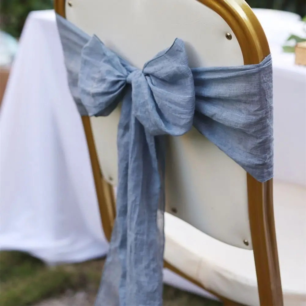 

2Pcs Rustic Chair Sashes Cheesecloth Tulle Non-slip Chair Decorative Bows Wear-resistant Overlock Chair Cover Party Decoration