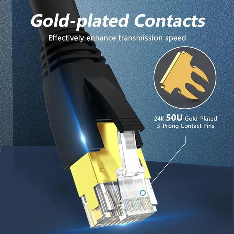 WoeoW-Câble Ethernet CAT8, 24AWG, 40Gbps, 2000Mhz, RapDuty, High Speed Gigabit, SFTP, Lan Network, Directions Internet, Extérieur et Nik