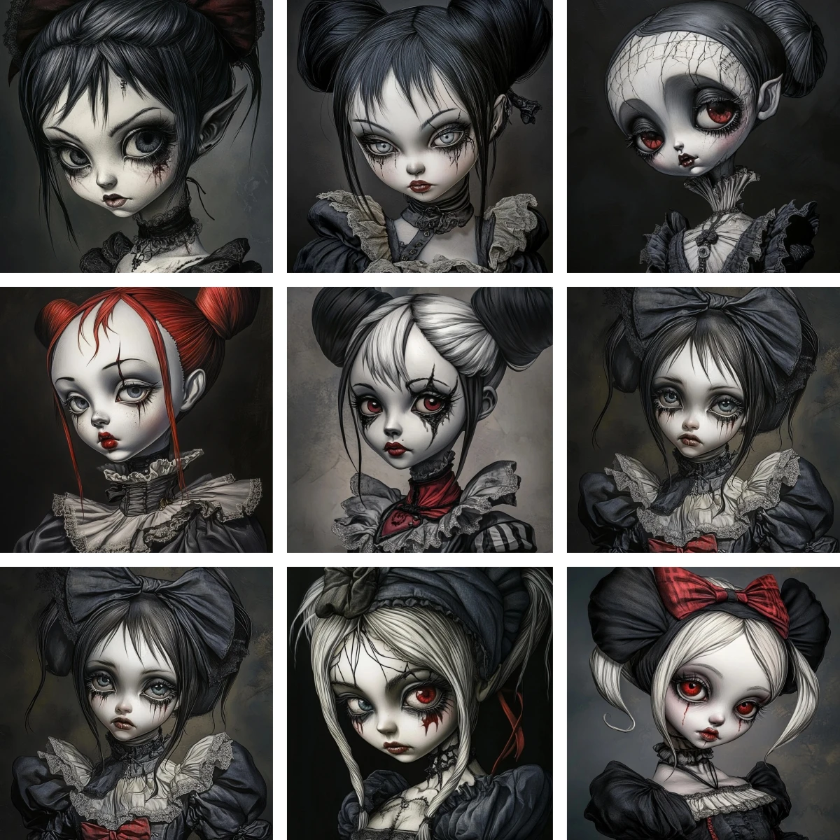 

Diamond Mosaic Gothic Big Eyes Dead Dolly Full Square Round Diamond Painting Pop Surrealism DIY Embroidery Handmade Hobby