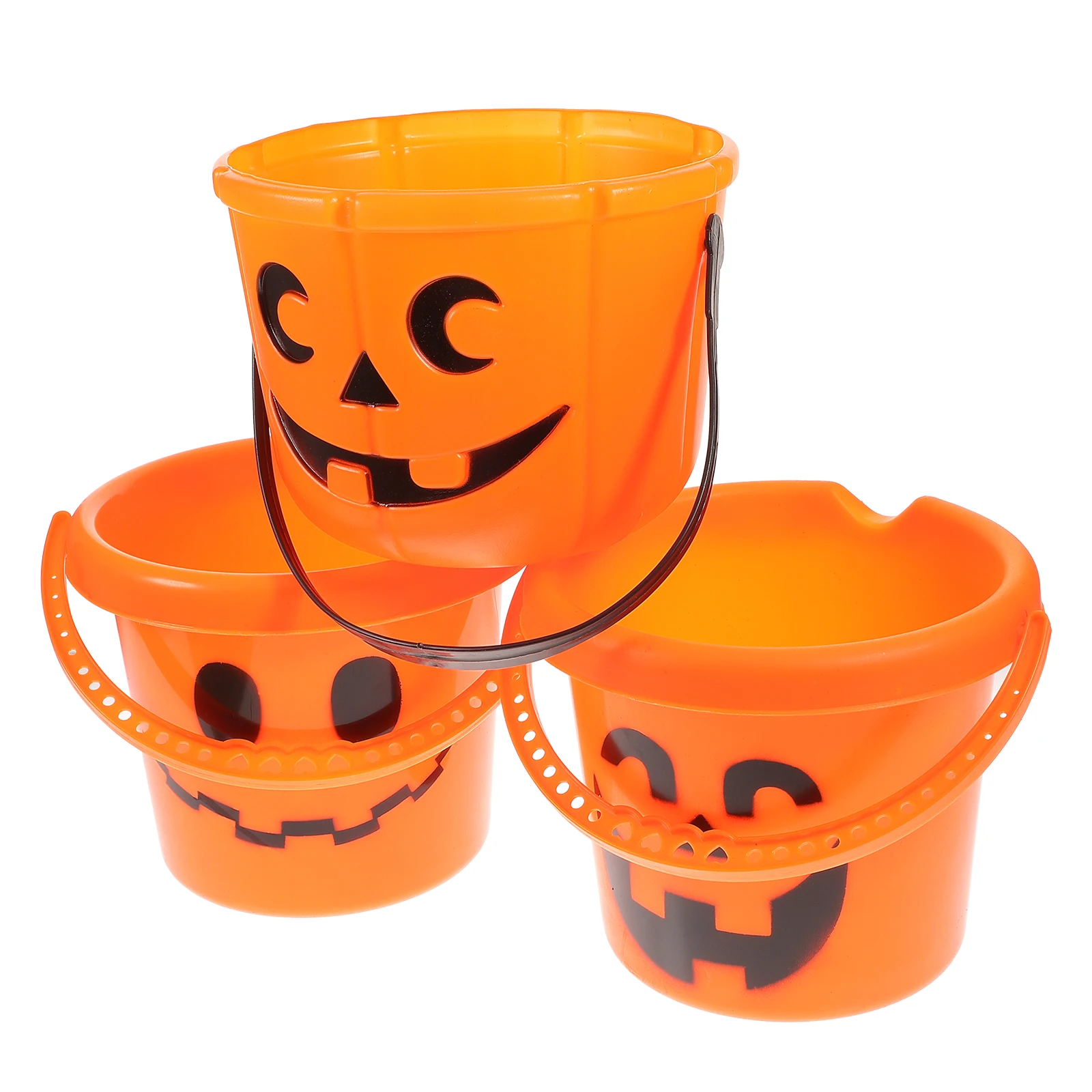 

3 Pcs Halloween Pumpkin Bucket Plastic Gift Container for Cookies Storage Display Party Ice Bucket Cooler Kitchen Bar
