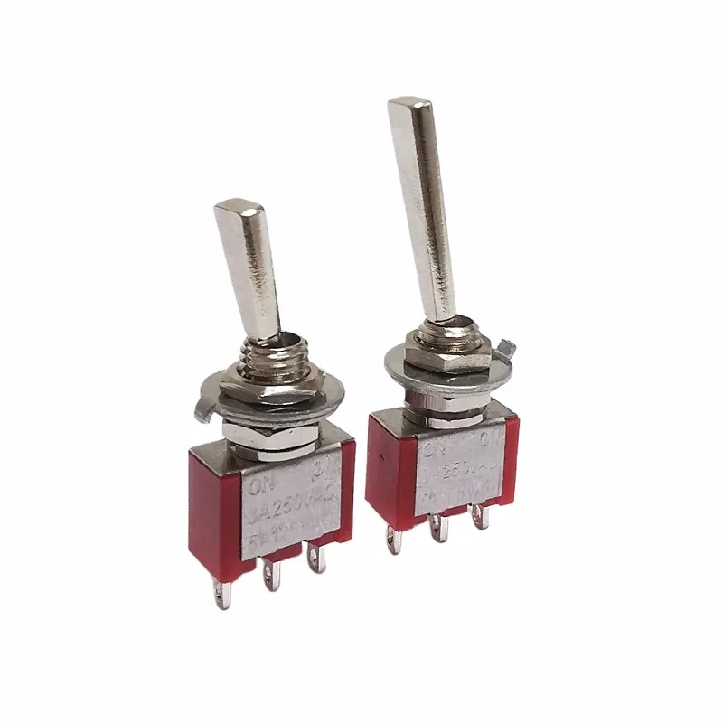 1pc 6mm Long Flat Handle Panel Mount Mini Toggle Switch 3Pin 2Positions ON ON 5A125VAC Locking RC Model Remote Controlller