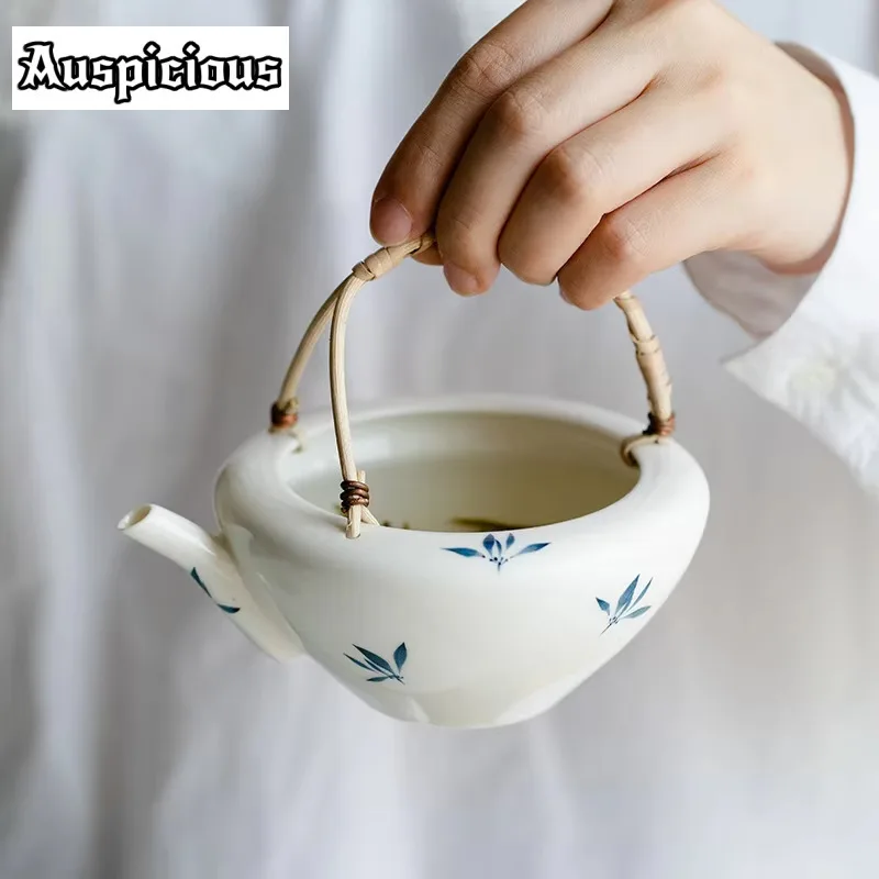 

200ml Pure Hand-painted Butterfly Orchid Ceramic Teapot Creative Tea Maker Tea Bowl with Filter Green Tea Kettle Kung Fu Teaware