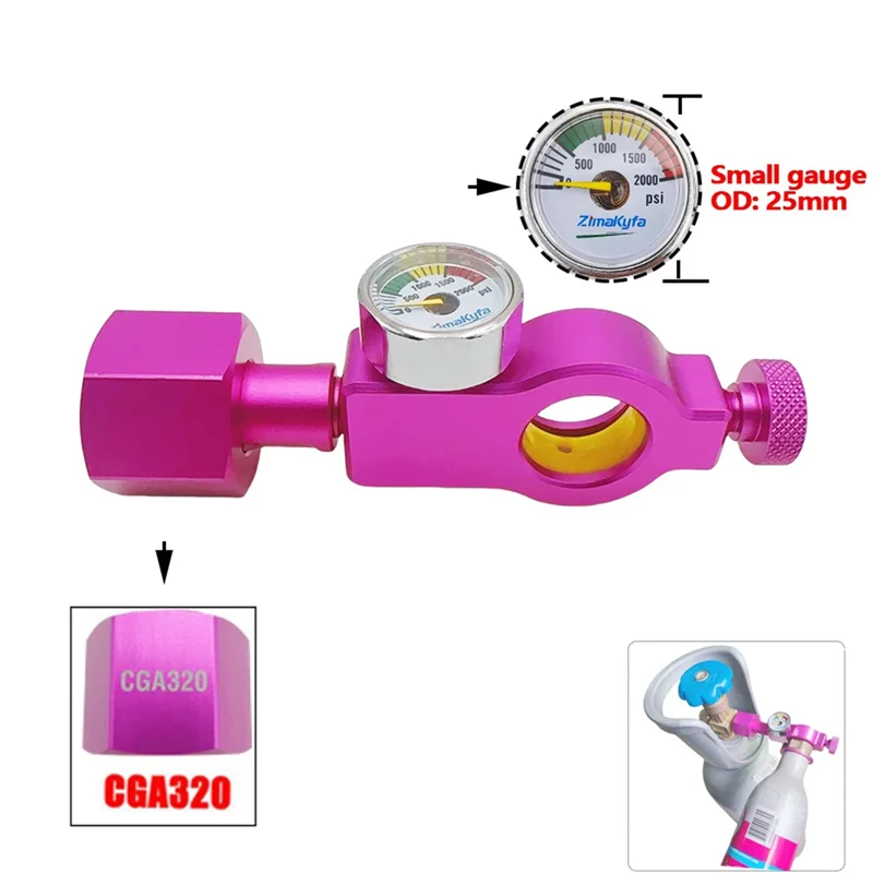 محول محطة تعبئة أسطوانية ABXE-Co مكون من 2 أسطوانة مناسب لـ Sodastream (Terra DUO Art) Pink Quick Connect Co 2 Cylinder