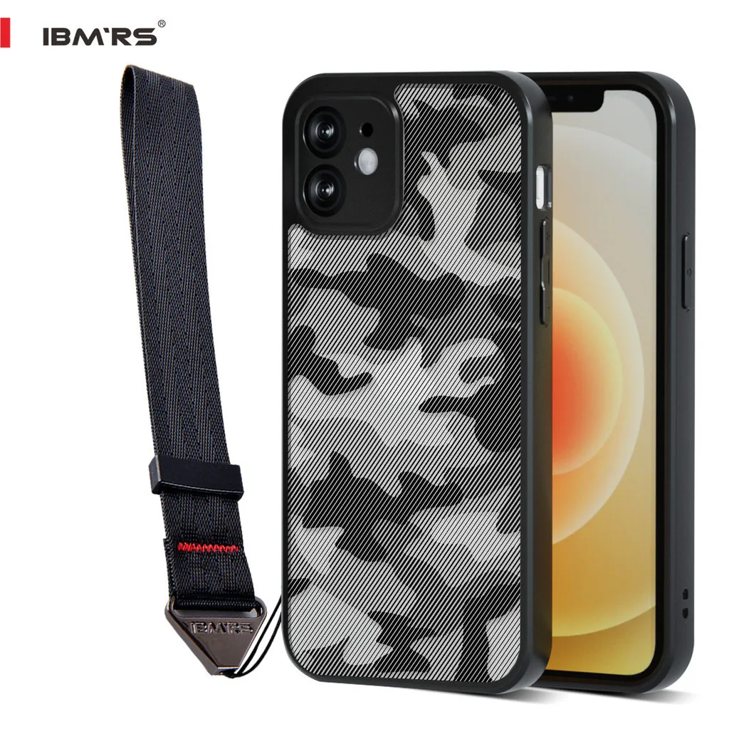 

IBMRS for Apple iPhone 12 Camo Case, Prevents Accidental Drops (Comes with wrist strap)Camo Transparent Phone case