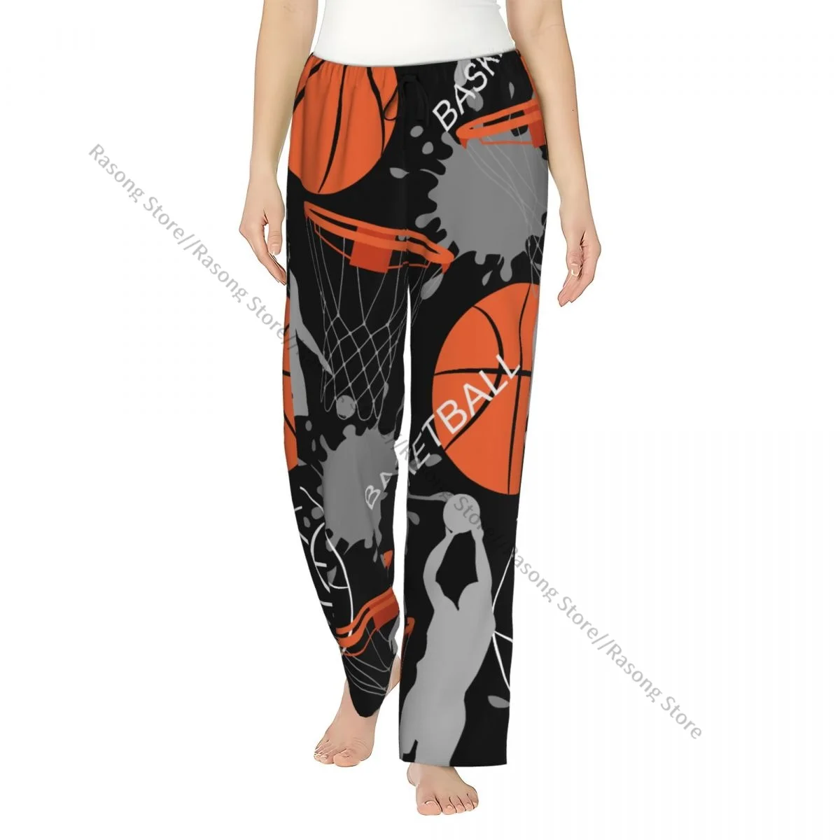 

Basketball Sports Basket Balls Player Pattern Women Sleep Pants for Winter Nights