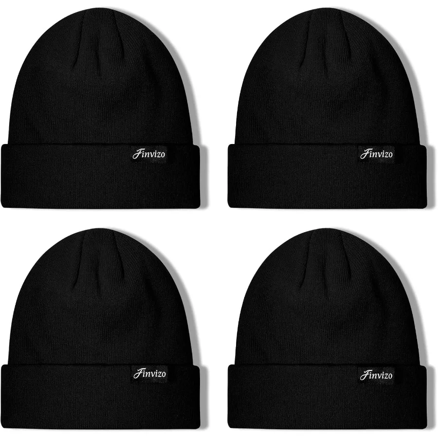 

Winter Beanie Hats for Men Women: 4 Pack Knit Cuffed Beanies Skull Caps Unisex Warm Hat