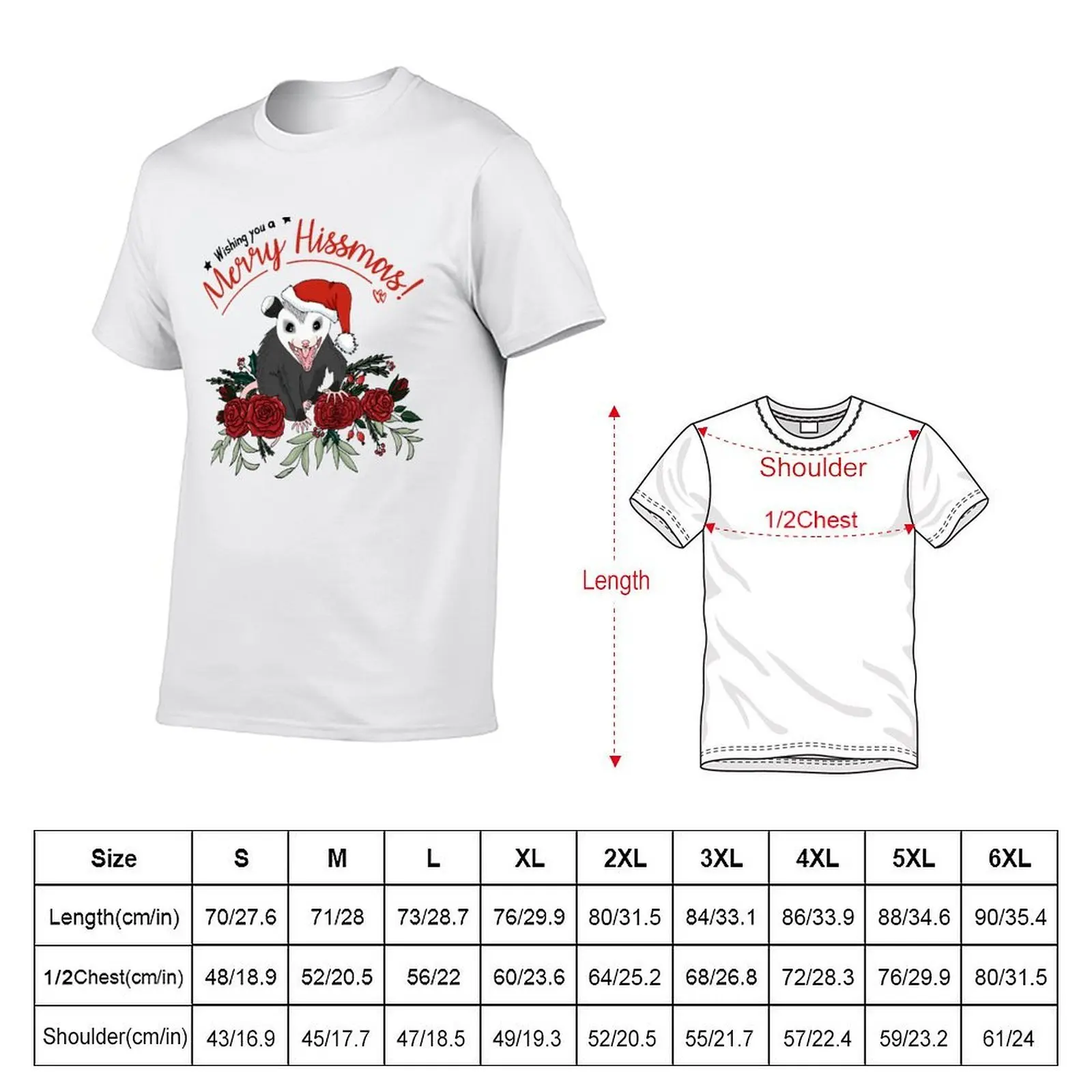 Merry Hissmas - floral christmas themed possum baby T-Shirt anime t shirts oversize t shirt man plain T-Shirt