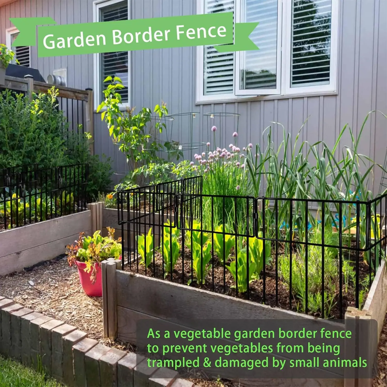 26 Pack No Dig Garden Fence, 17in High Rustproof Metal Wire Barrier for Dogs Rabbits, Easy Install