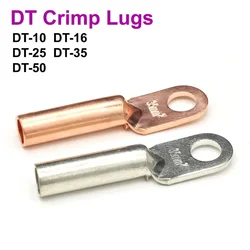 Wire Crimp Connector Car Auto Copper Terminal Block DT-10/16/25/35/50 Battery Cable Crimp Terminals Soldered Copper Crimp Lugs