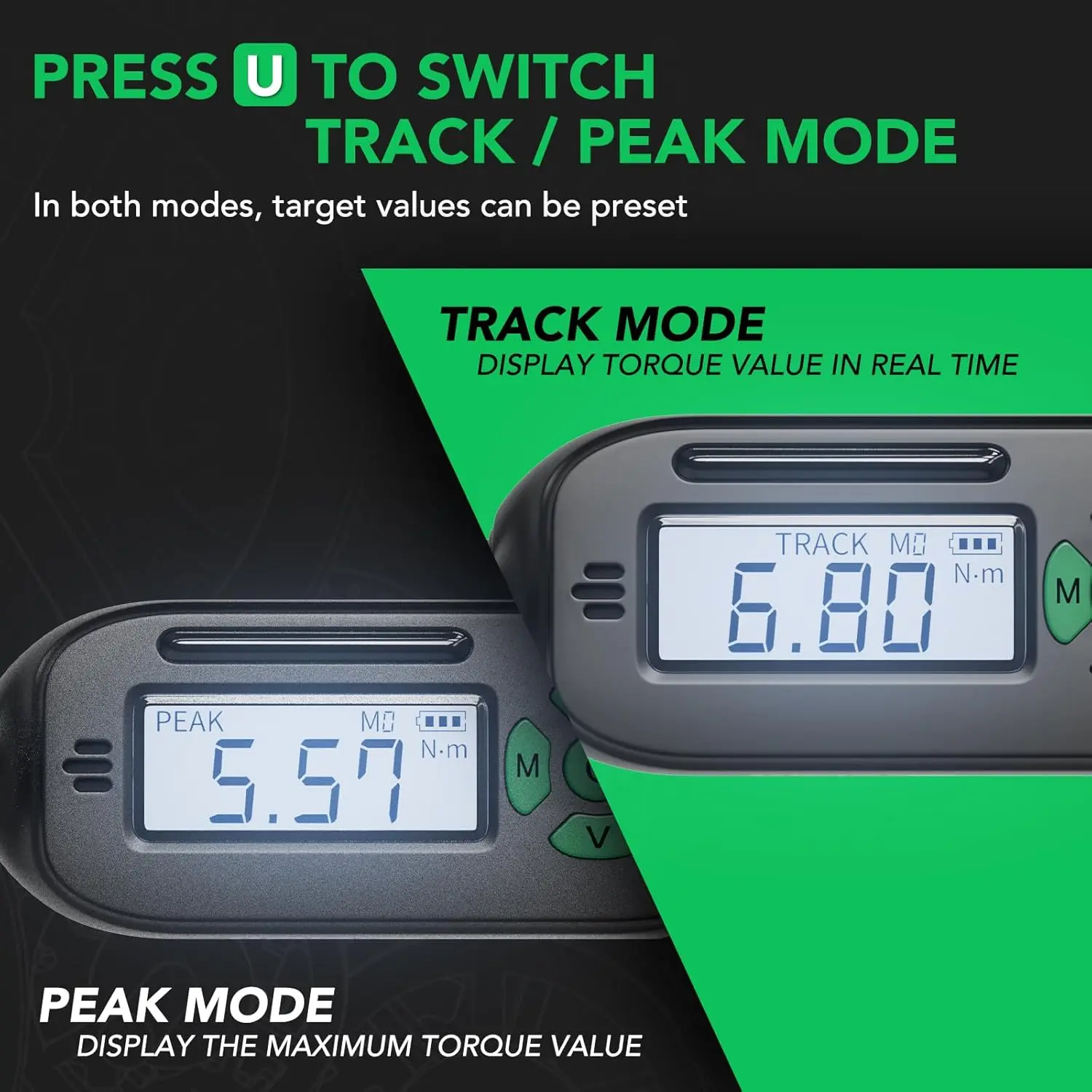 مفتاح عزم الدوران الرقمي - محرك 1/4 بوصة مع طنان وLED، 13.2-265.5 بوصة. رطل، أداة عالية الدقة لإصلاح الدراجة