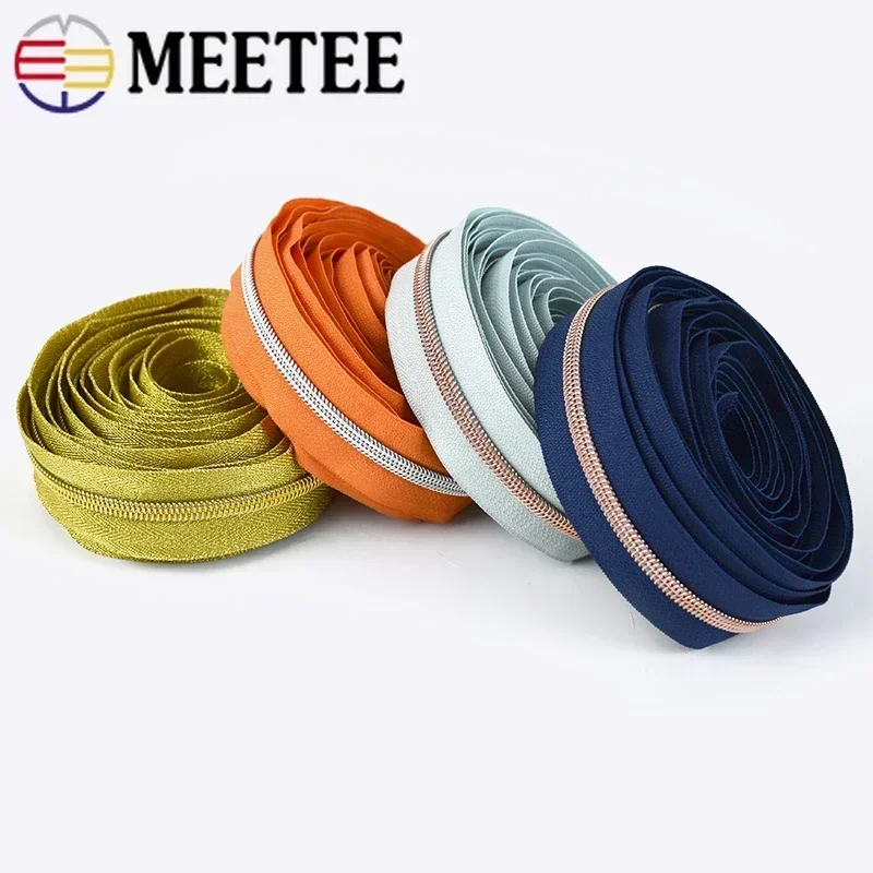 2/4Meters 5# Colorful Nylon Zippers Tape Bag Garment Zipper Coil Pocket Luggage Cabbage Zips Repair Kit Sewing Accessories