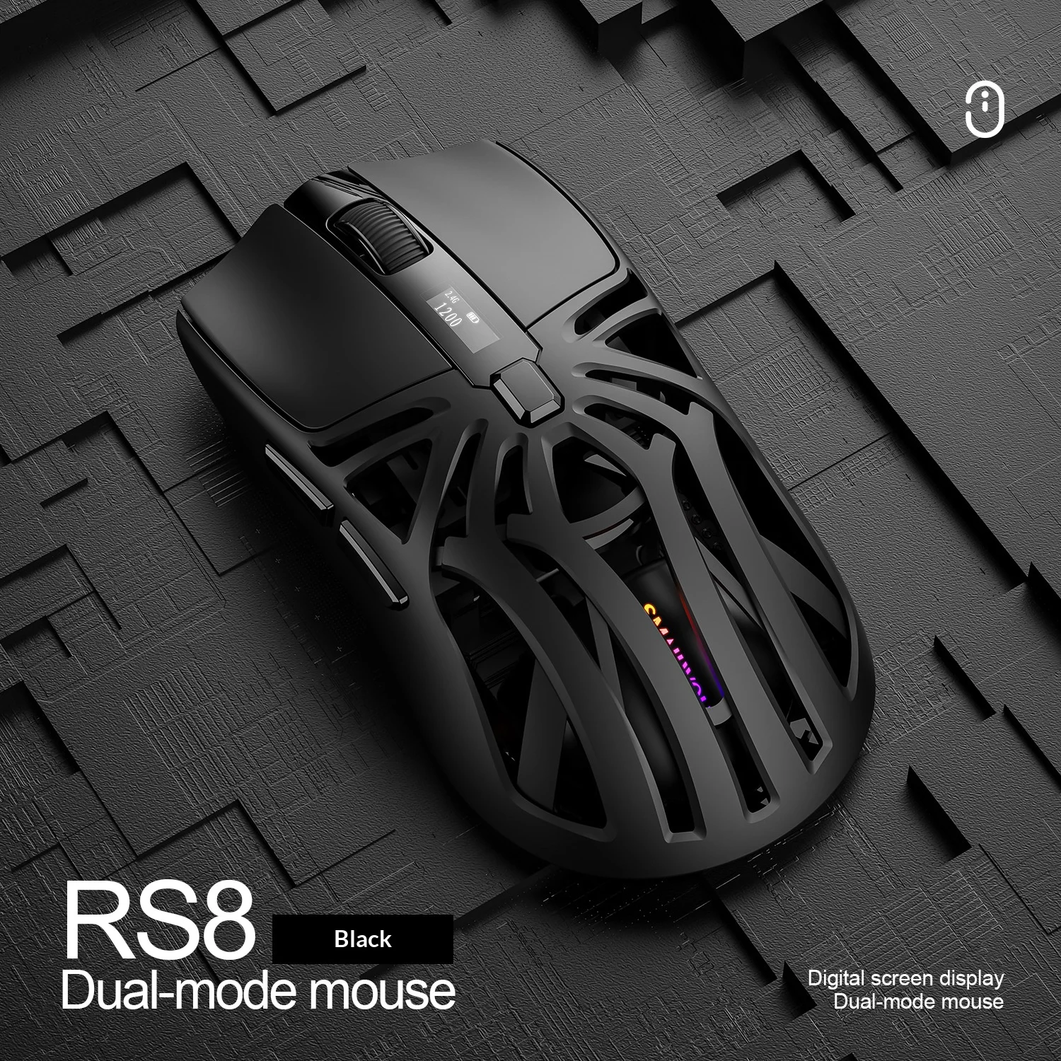 SMAILWOLF RS8 70g Lightweight Gaming Mouse USB Receiver Type-C 1000Hz Return Rate Compatible Mac Windows Android