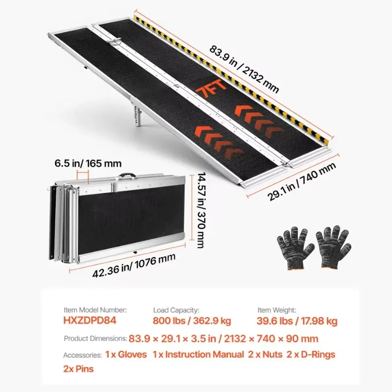 Portable Aluminum Wheelchair Ramp Lightweight Foldable Non Slip Stair Access Step Bridge for Elderly Disabled Home Use Direct