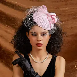 Straw Fascinators Unique Christmas Flower Hair Accessories Multicolour Kentucky Derby Hats Tea Party Performance Headdress