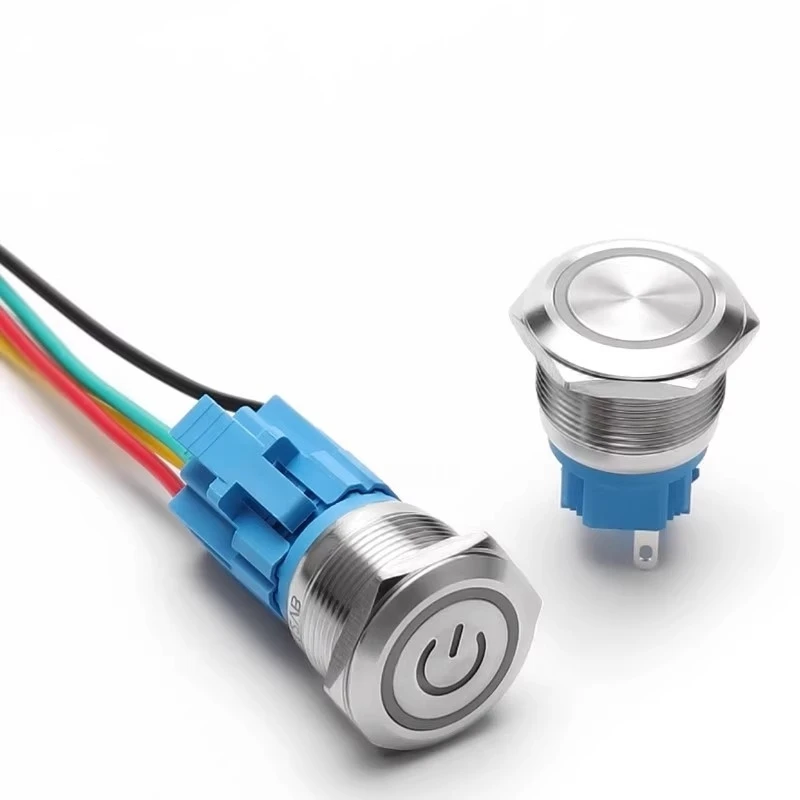 1PCS 12/16/19/22MM LED metal button waterproof button automatic check point self-locking switch car modification