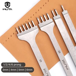WUTA 1Set 4pcs Basic Leather Chisel Tool Diamond Pricking Iron Hole Punch Stitching Leather Craft tools 3/4/5/6mm 1-2-4-6 teeth