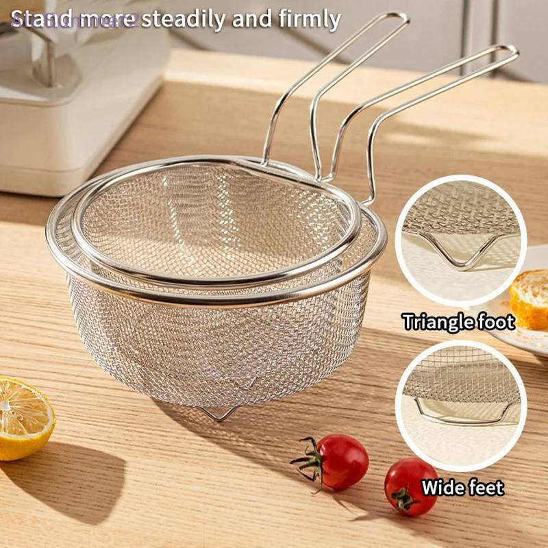 Fotografia 6: {MX} Colher de coador de skimmer de aço inoxidável, malha fina, colher com fenda, cesta de fritura profunda, panela quente, utensílio de cozinha