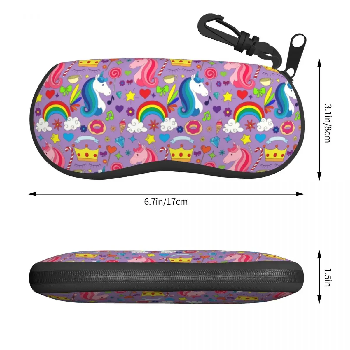 Unicorn Rainbow Candy Sunglasses Soft Case Neoprene Zipper Shell Eyeglass Case Custom Protective Box For Glasses