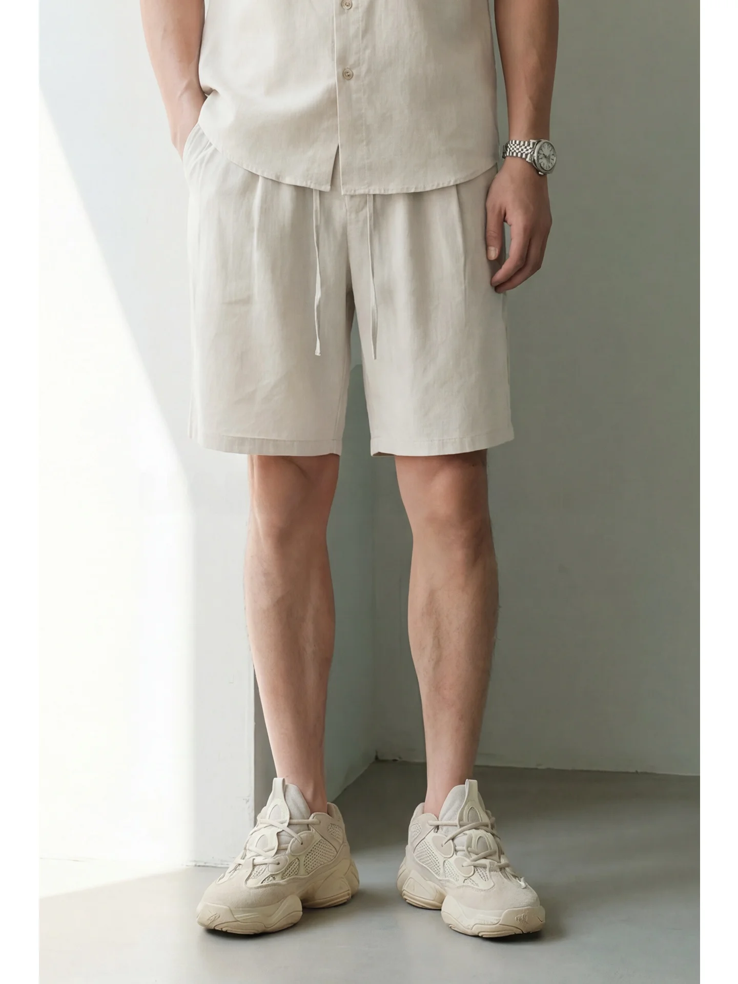 Casual Cleanfit Men's Short Pants Summer Straight Leg Five-Point  Linen Loose Elastic Waist Urban Commute Daily Wear