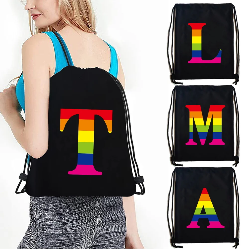 Unisex Canvas Storage Bag Drawstring Backpack Handbag Everyday Item Storage Bags for swimming lightweight