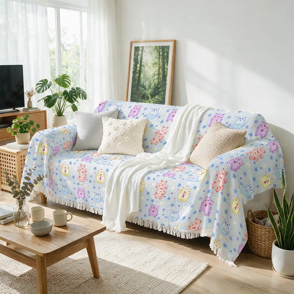 Charming Whimsical Patterned Sofa Throw Blanket Couch Cover Bright Spring Decor Cozy Living Room Home Accent Gift