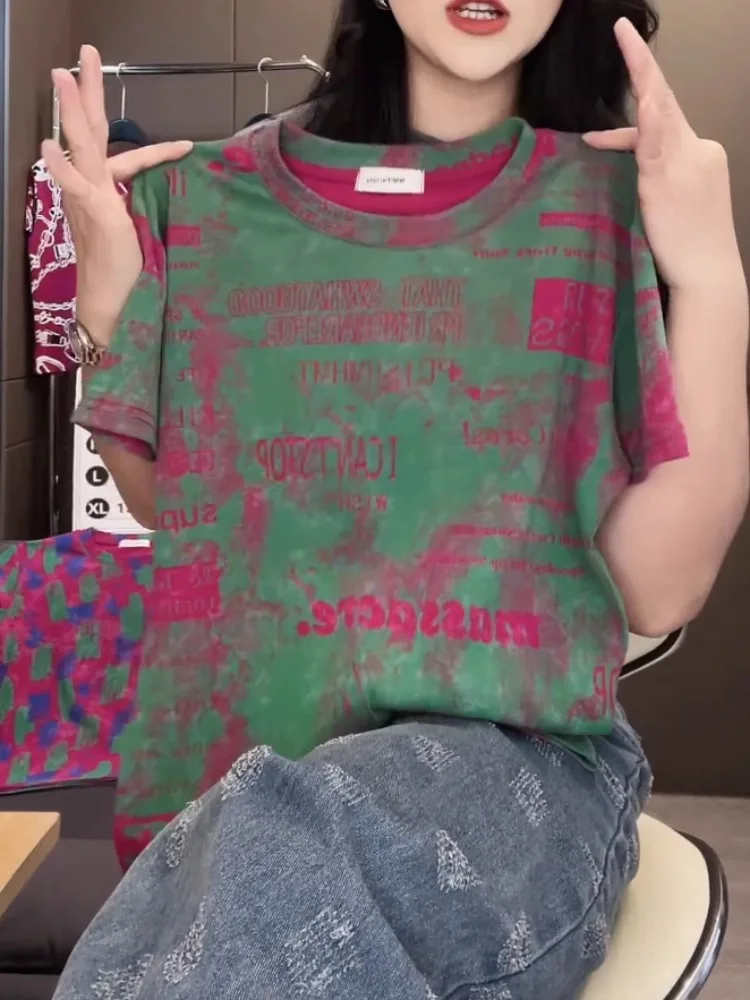 Nueva Cseta de Manga Corta con Cuello Redondo y Corte Ajustado para Mujer 2025, Top Informal de Aodón que Cubre el Vient...